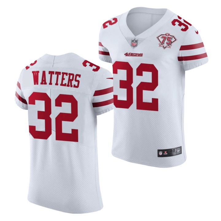 Men San Francisco 49ers #32 Ricky Watters White 75th Anniversary Throwback Elite Retired Player NFL Jersey-0